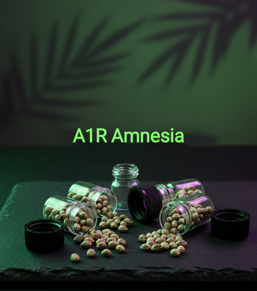 A1R Amnesia Feminisiert Sativa 70% Indica 30%  Blütezeit 63-70 Tage