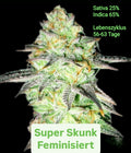 Super Skunk Original Feminisiert Sativa 25% Indica 75% Blütezeit 56-63 Tage