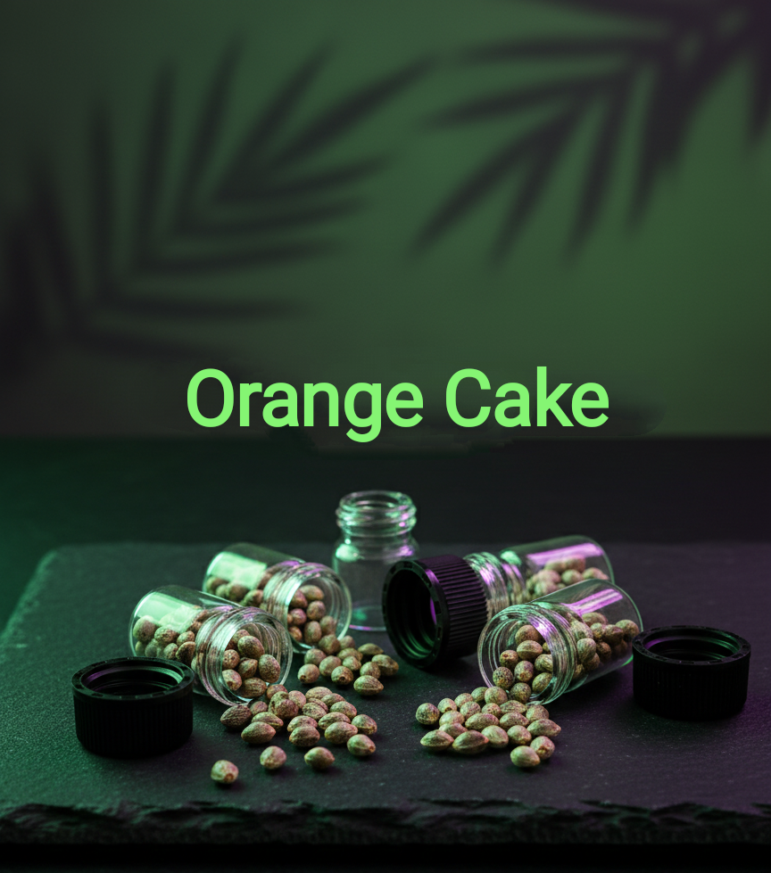 Orange Cake Feminisiert Sativa 70% Indica 30% Blütezeit 65-70 Tage
