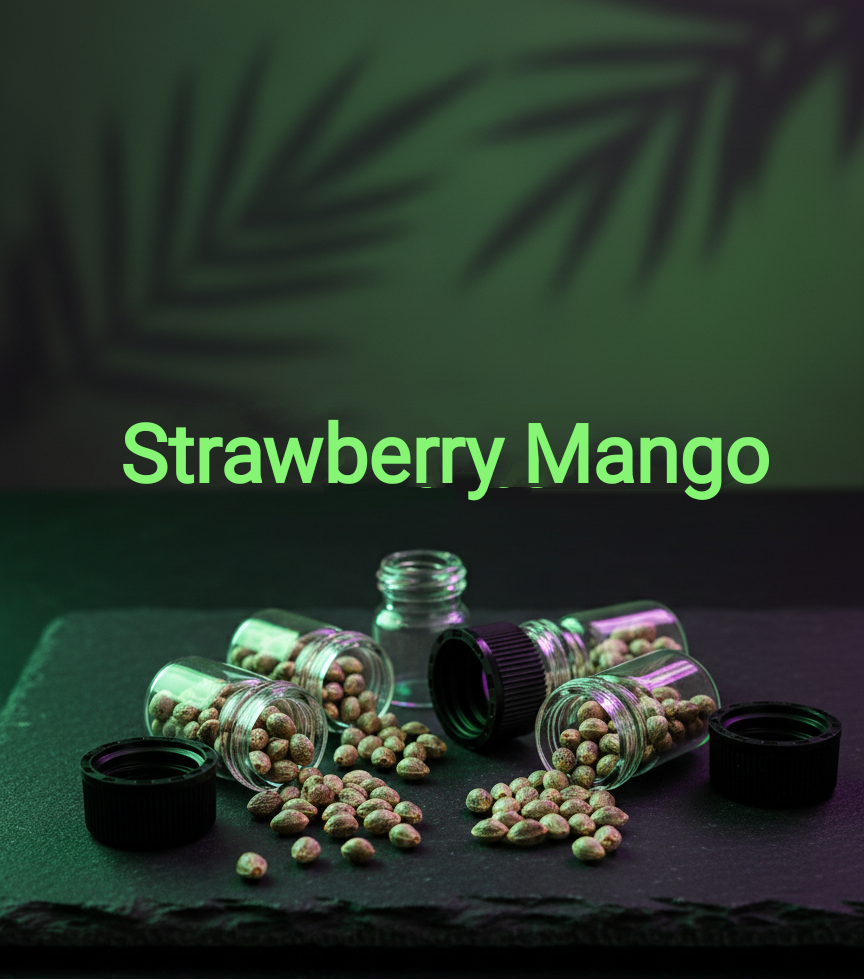 Strawberry Mango Feminisiert Sativa 40% Indica 60% Blütezeit 58-60 Tage